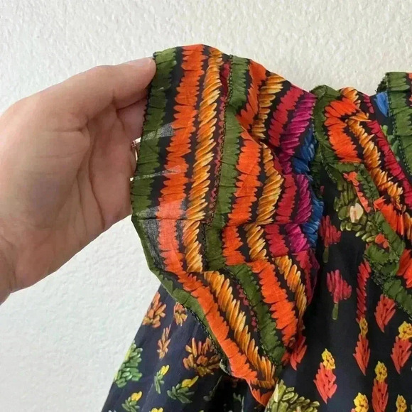 Farm Rio Fruit Garden Ruffle Puff Sleeve Blouse Women’s Size Small - Picture 6 of 16